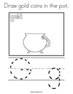 Draw gold coins in the pot Coloring Page