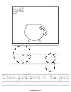 Draw gold coins in the pot Handwriting Sheet