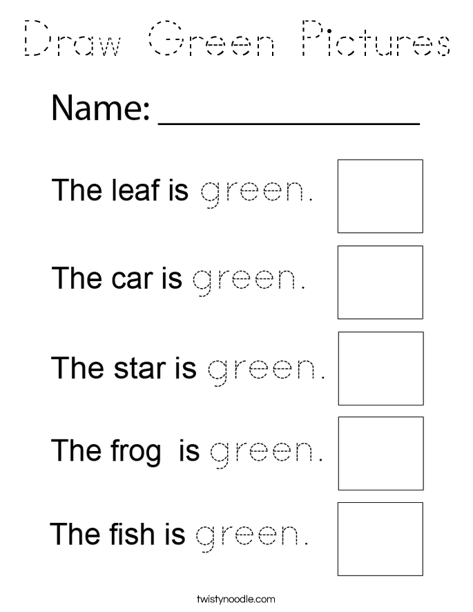 Draw Green Pictures Coloring Page