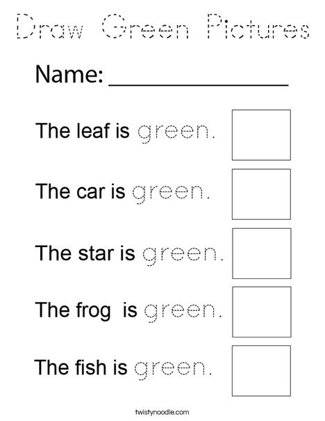 Draw Green Pictures Coloring Page