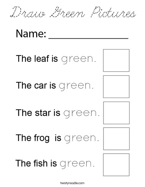 Draw Green Pictures Coloring Page