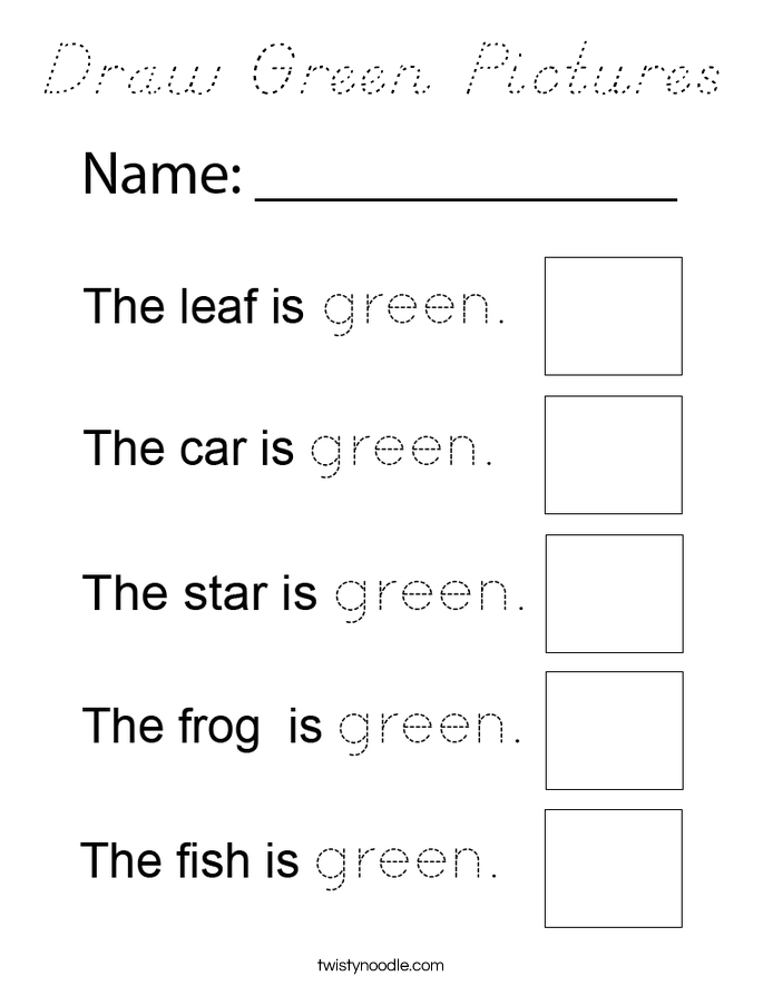 Draw Green Pictures Coloring Page