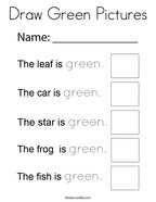 Draw Green Pictures Coloring Page