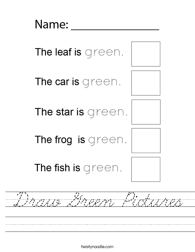 Draw Green Pictures Worksheet
