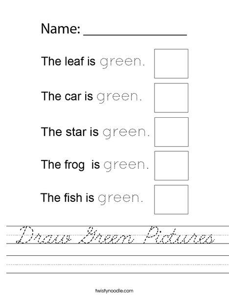 Draw Green Pictures Worksheet