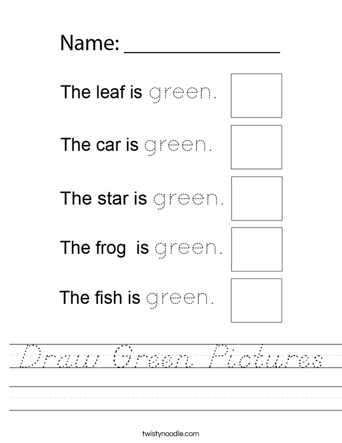 Draw Green Pictures Worksheet