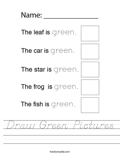 Draw Green Pictures Worksheet