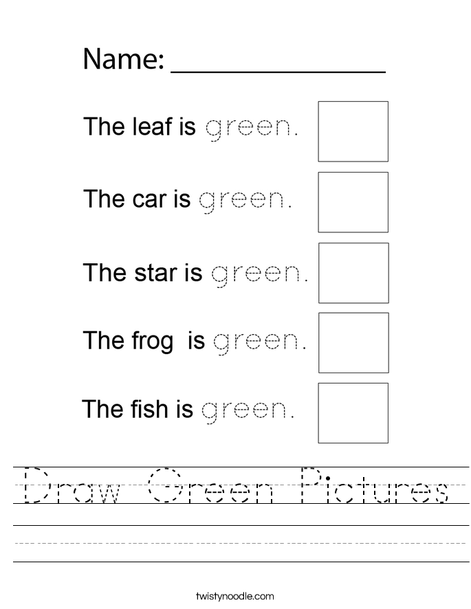Draw Green Pictures Worksheet