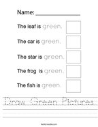 Draw Green Pictures Handwriting Sheet