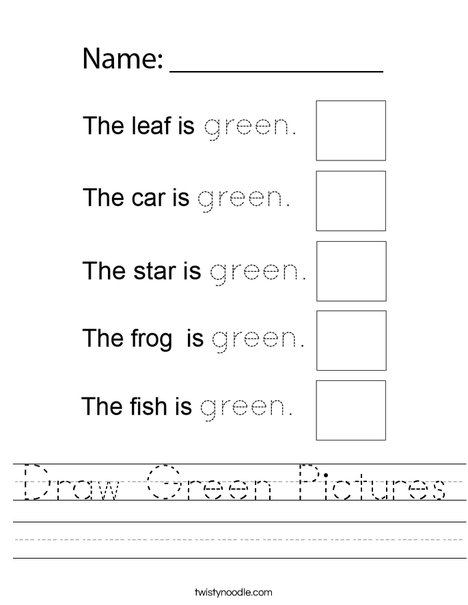 Draw Green Pictures Worksheet