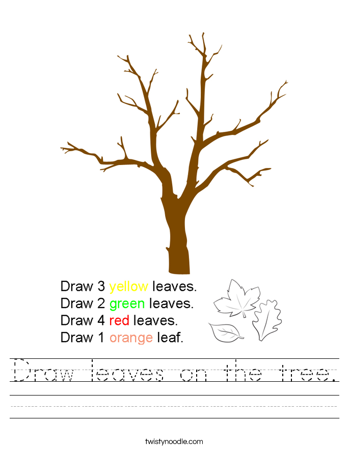 Draw leaves on the tree. Worksheet