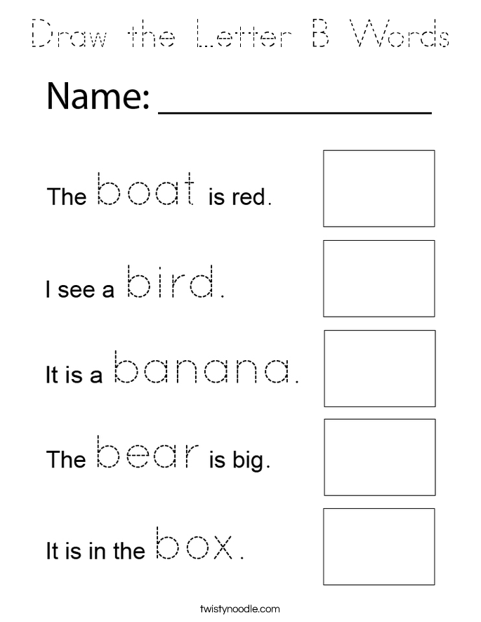 Draw the Letter B Words Coloring Page