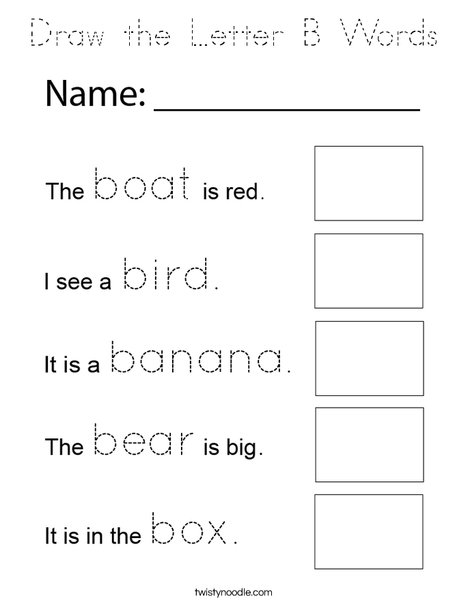 Draw Letter B Words Coloring Page