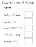Draw the Letter B Words Coloring Page