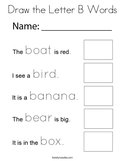 Draw the Letter B Words Coloring Page