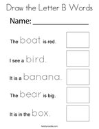 Draw the Letter B Words Coloring Page
