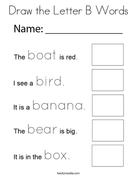 Draw Letter B Words Coloring Page