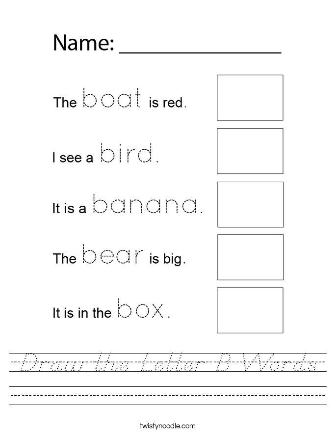 Draw the Letter B Words Worksheet