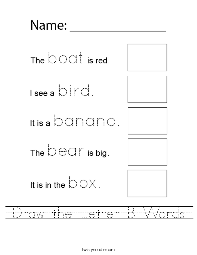 Draw the Letter B Words Worksheet