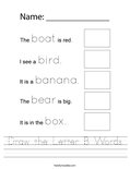 Draw the Letter B Words Worksheet