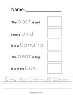 Draw the Letter B Words Handwriting Sheet