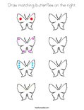 Draw matching butterflies on the right. Coloring Page