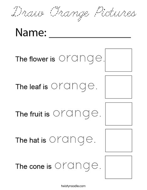 Draw Orange Pictures Coloring Page