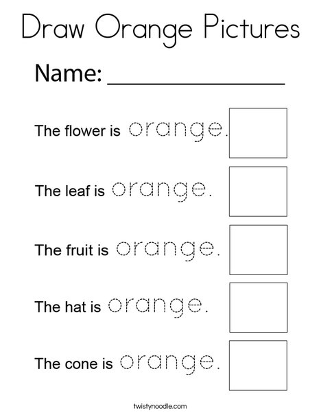 Draw Orange Pictures Coloring Page