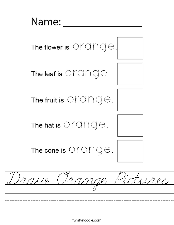 Draw Orange Pictures Worksheet