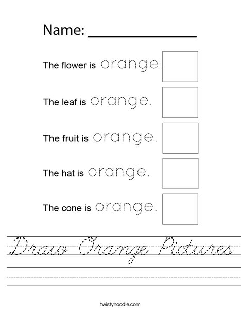 Draw Orange Pictures Worksheet