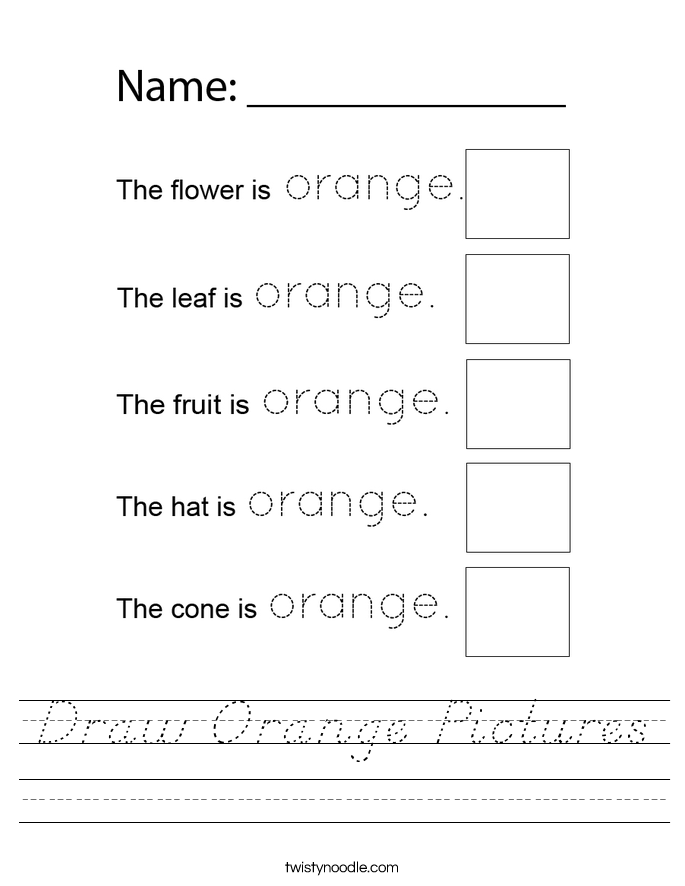 Draw Orange Pictures Worksheet