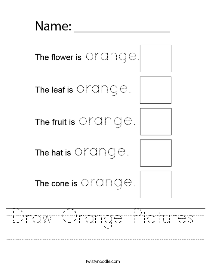 Draw Orange Pictures Worksheet