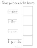 Draw pictures in the boxes Coloring Page