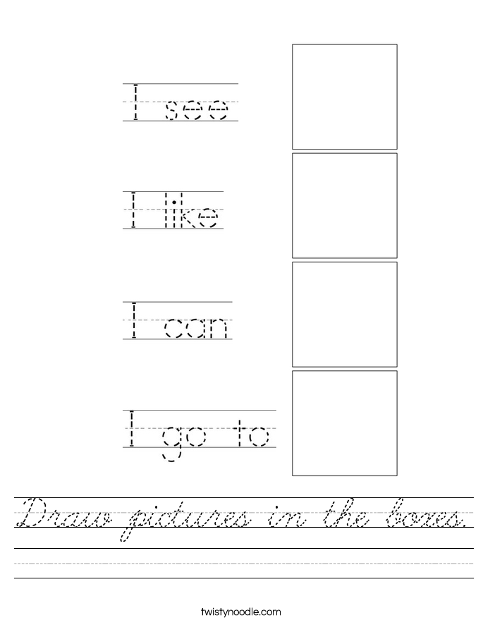 Draw pictures in the boxes. Worksheet