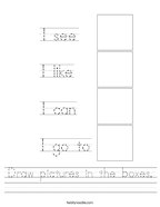 Draw pictures in the boxes Handwriting Sheet
