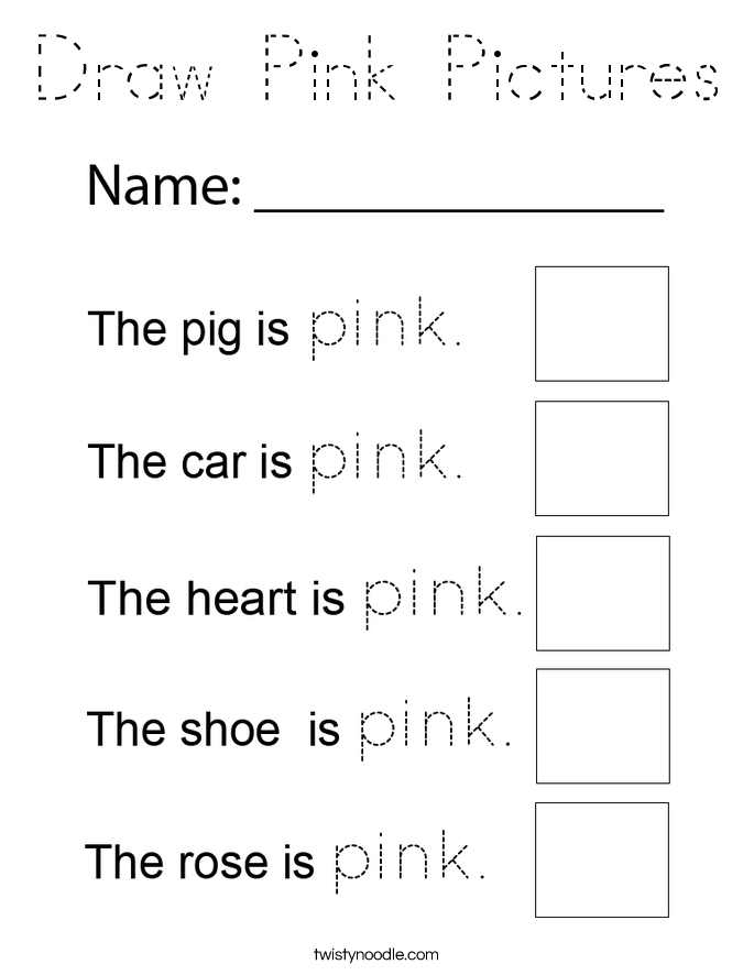 Draw Pink Pictures Coloring Page
