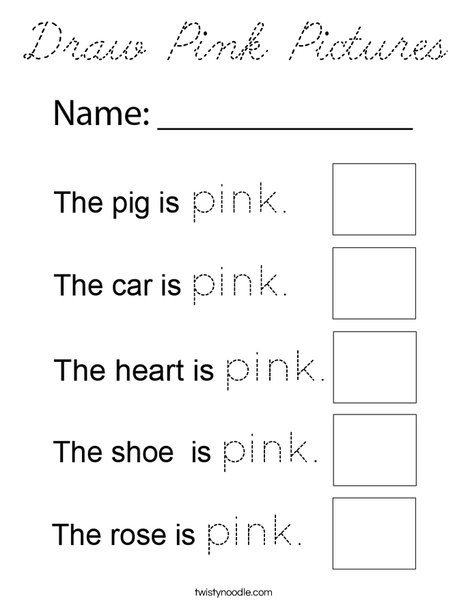 Draw Pink Pictures Coloring Page