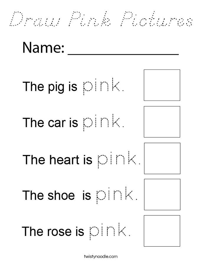Draw Pink Pictures Coloring Page