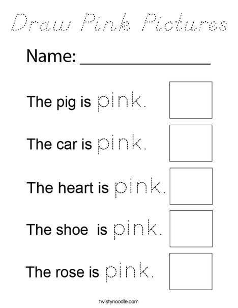 Draw Pink Pictures Coloring Page