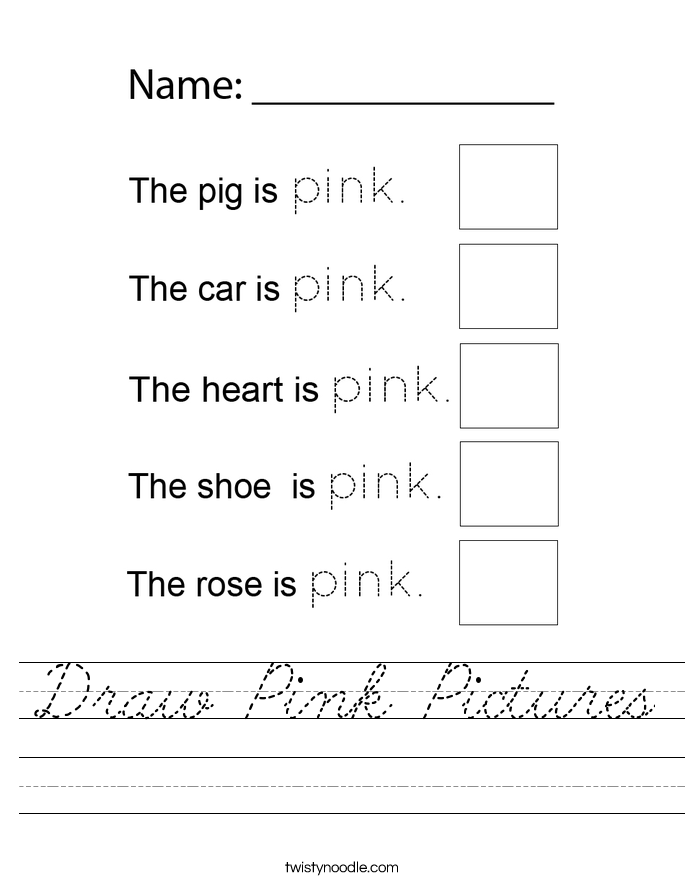 Draw Pink Pictures Worksheet