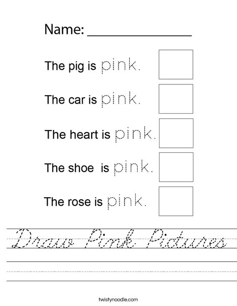 Draw Pink Pictures Worksheet
