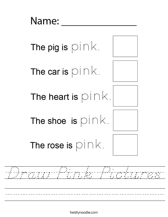 Draw Pink Pictures Worksheet