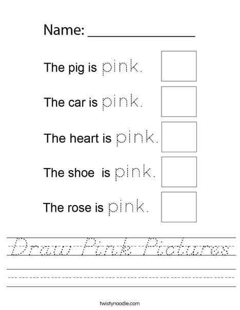 Draw Pink Pictures Worksheet