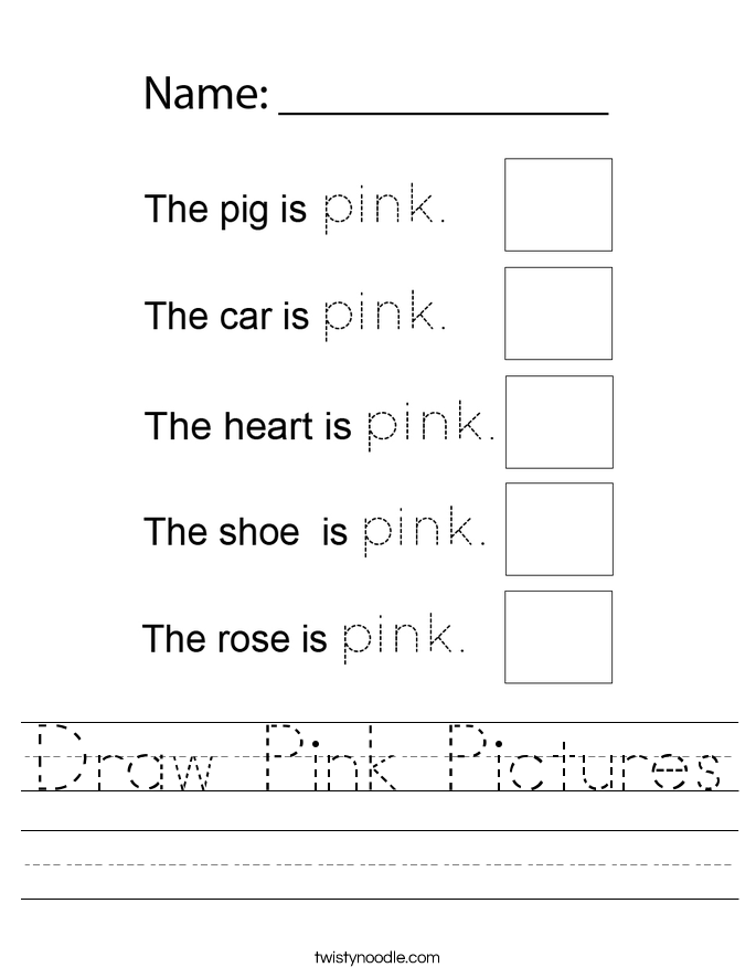 Draw Pink Pictures Worksheet