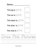 Draw Pink Pictures Handwriting Sheet