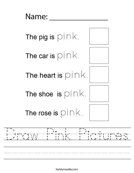 Draw Pink Pictures Worksheet