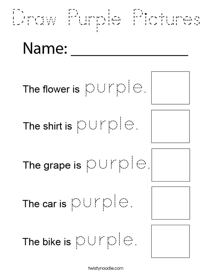 Draw Purple Pictures Coloring Page