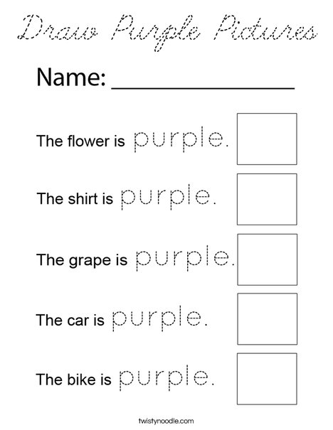 Draw Purple  Pictures Coloring Page
