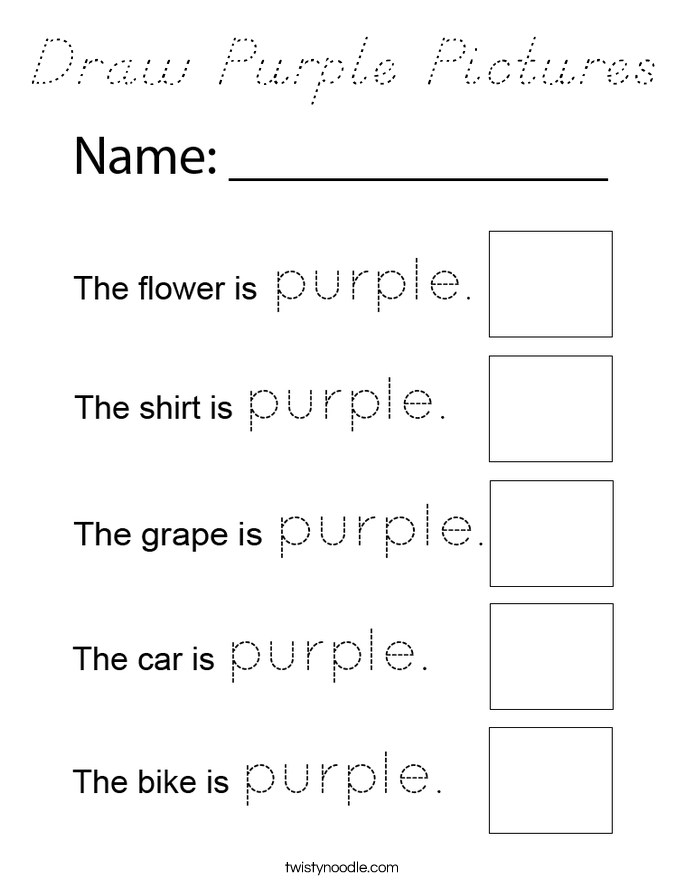 Draw Purple Pictures Coloring Page