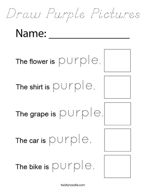 Draw Purple  Pictures Coloring Page